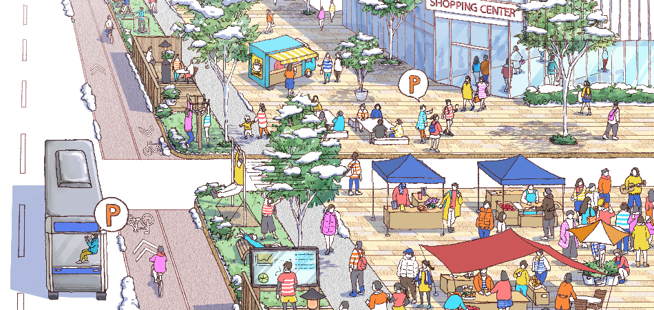 Image of the use of street spaces (from the Sapporo Smart City Action Plan)