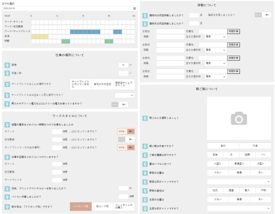 図2 一日のスケジュールとワーク・ライフスタイルの設定画面