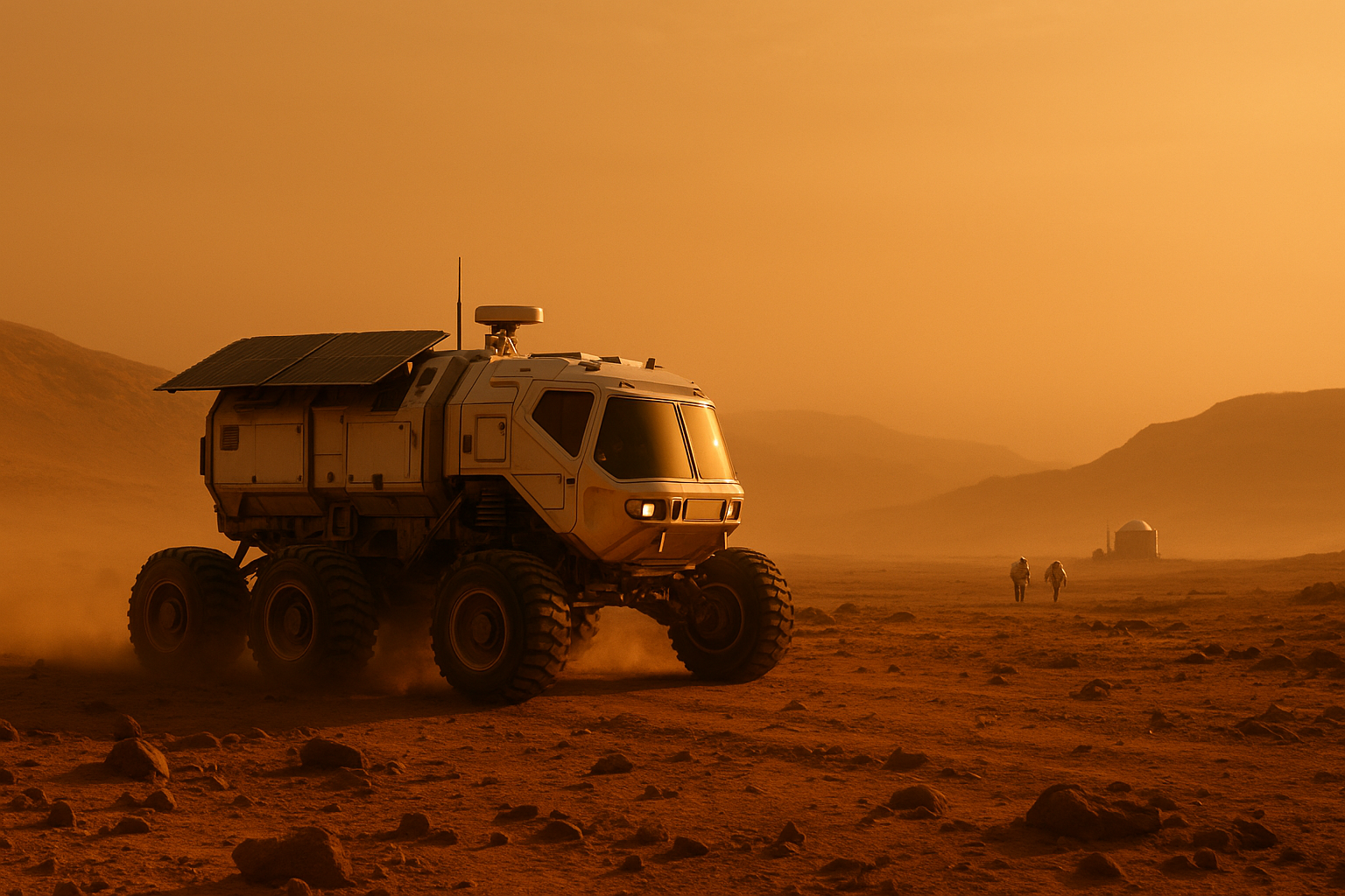 画像２　火星での有人ローバーのイメージ（出典：AIで作成）