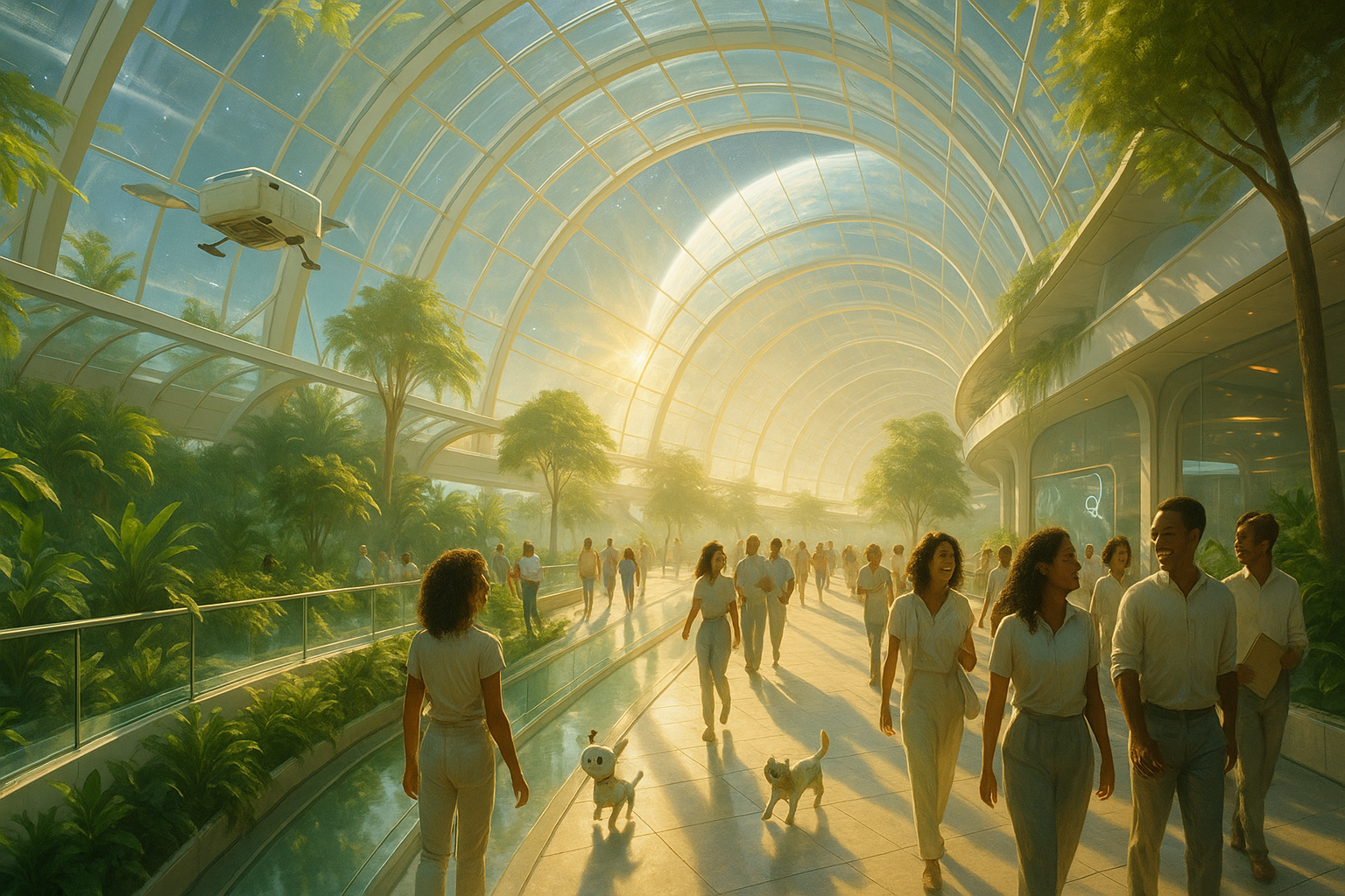 画像６　宇宙都市の生活イメージ（出典：AIで作成）